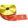 Wholesale Star Red Satin Ribbon With Gold Border